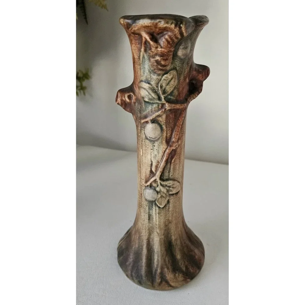 Vintage Weller Pottery Bud Vase Woodcraft Apple Tree